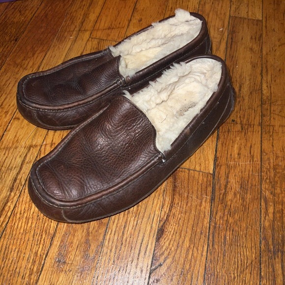 Ugg Shoes | Ugg Ascot Mens Size 9 Sheepskin Moccasin Slippers Shoes Brown Leather | Color: Brown | Size: 9 | Kodinto's Closet